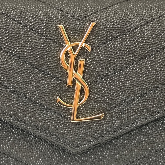 Yves Saint Laurent Quilted Black Wallet with Gold Emblem - Picture 5 of 7
